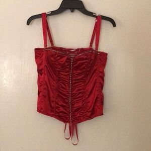 Red women’s Fredrick’s of Hollywood Bustier.